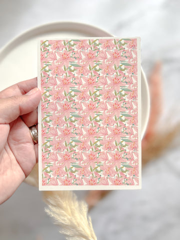 1 Sheet, Approx 13x90cm, Floral Print Water Decal Image Transfer for Polymer Clay / Ceramics